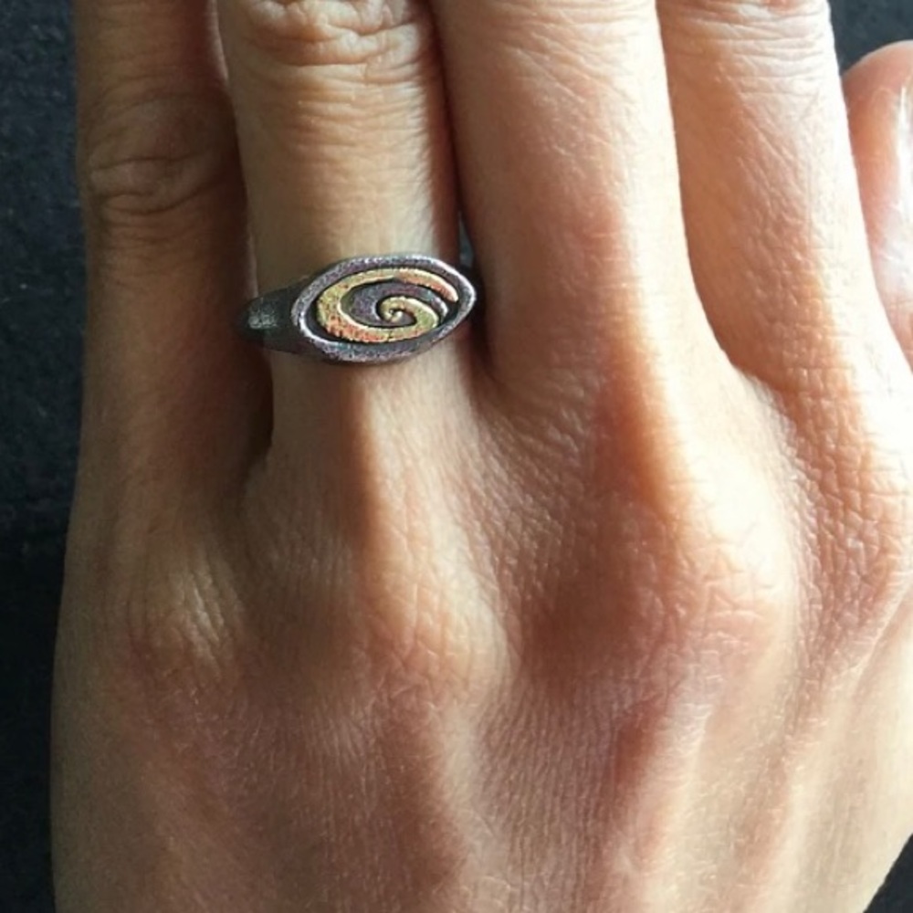 Sundance Iridescent Spiral Accent Ring in Pink and Gold Tones